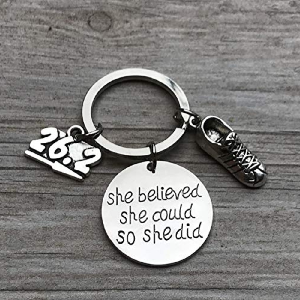 Marathon Keychain, Runner She Did Keychain, Gift